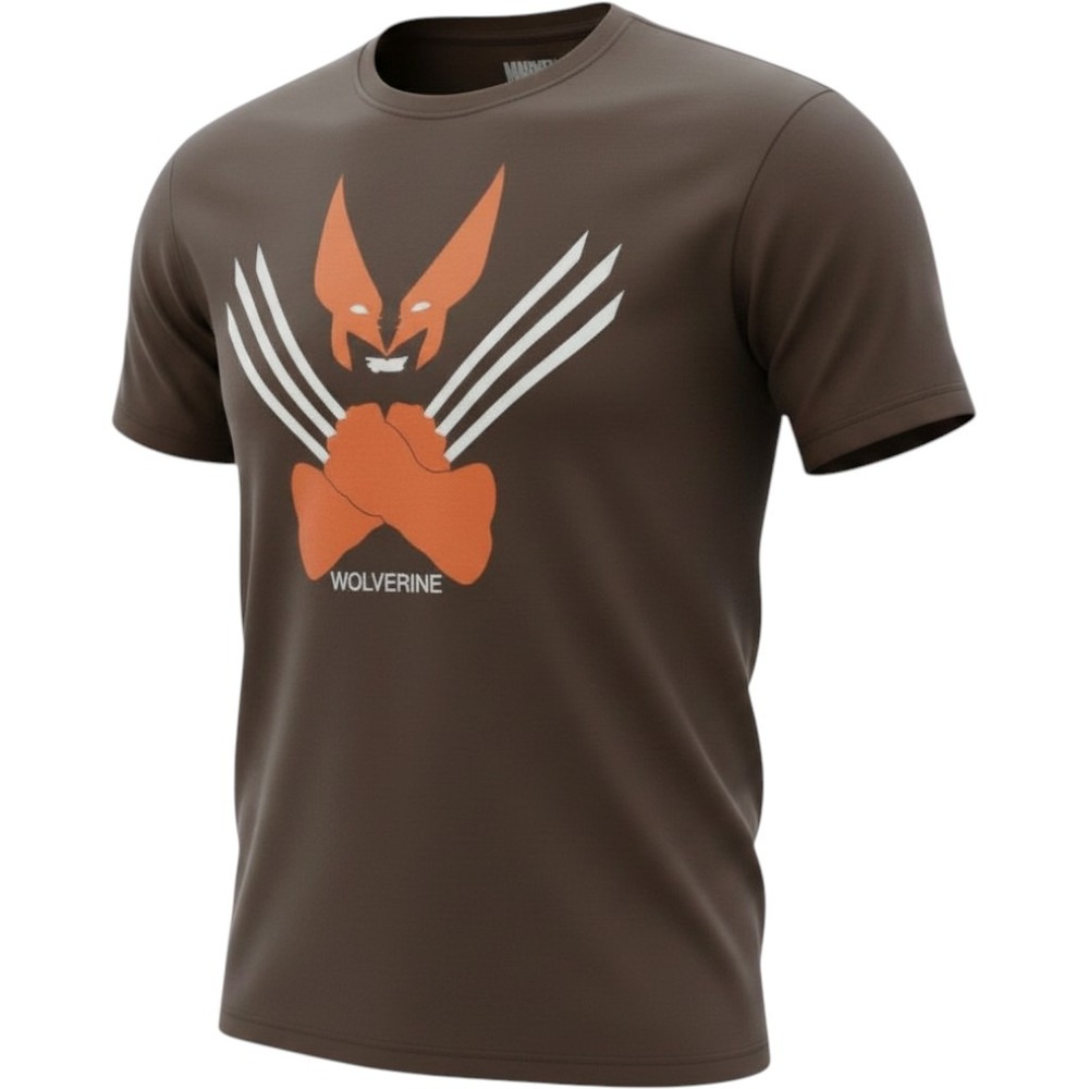 Marvel Wolverine Graphic Tee Brown Mens Large X-Men Logan Short Sleeve Shirt